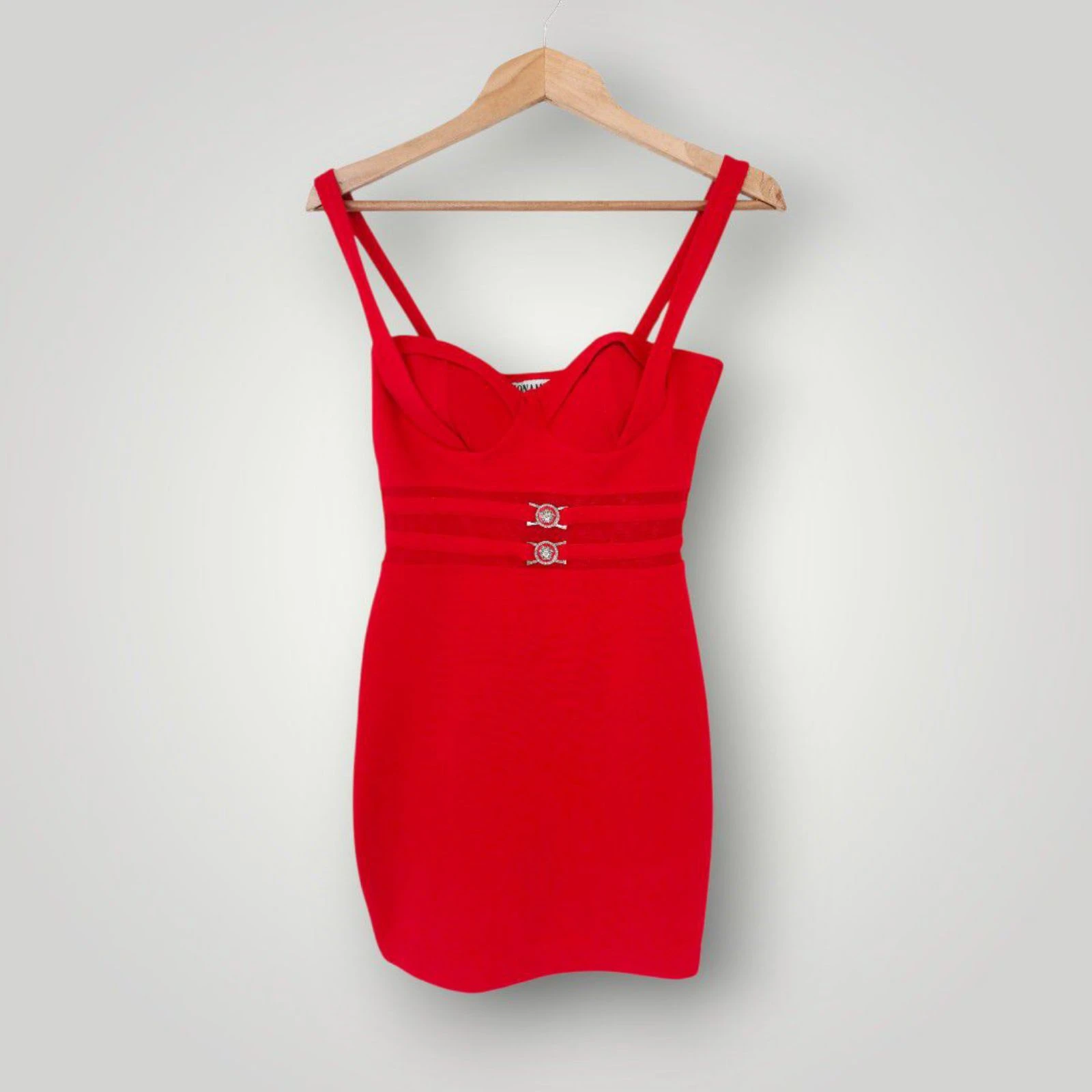 Mini robe moulante rouge vintage Monabel Los Angeles Taille 36